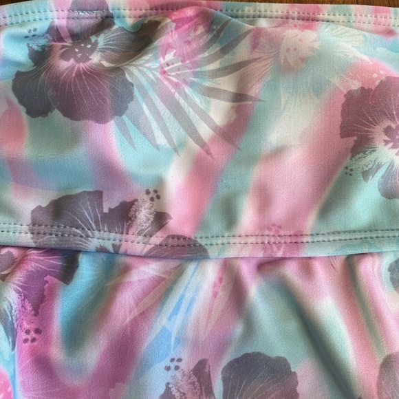 Justice Girls bikini pink and turquoise floral pattern size 12 - Picture 4 of 15
